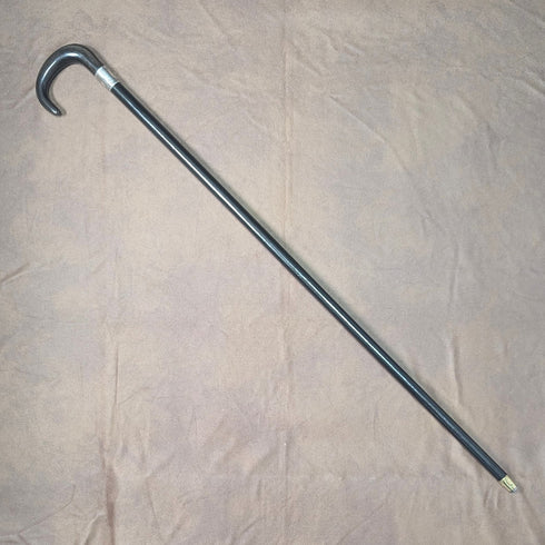 約 1910 年英國古董男士純銀裝飾牛角手柄手杖 91 厘米